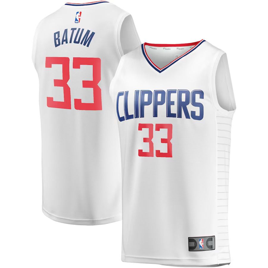 Men Los Angeles Clippers 33 Nicolas Batum Fanatics Branded White Fast Break Player NBA Jersey